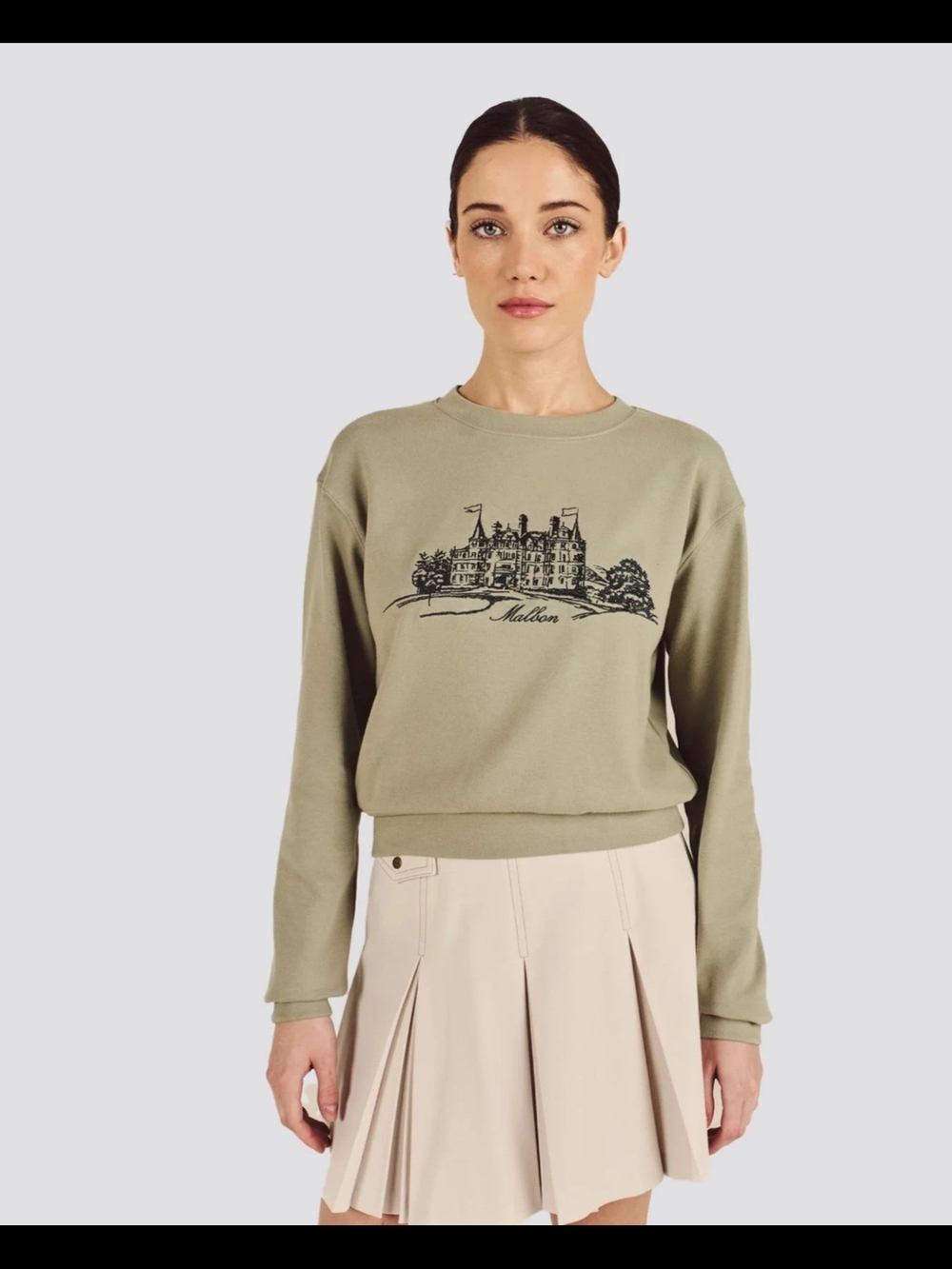 Malbon Womens Abbey Crewneck Sweatshirt Sea Spray